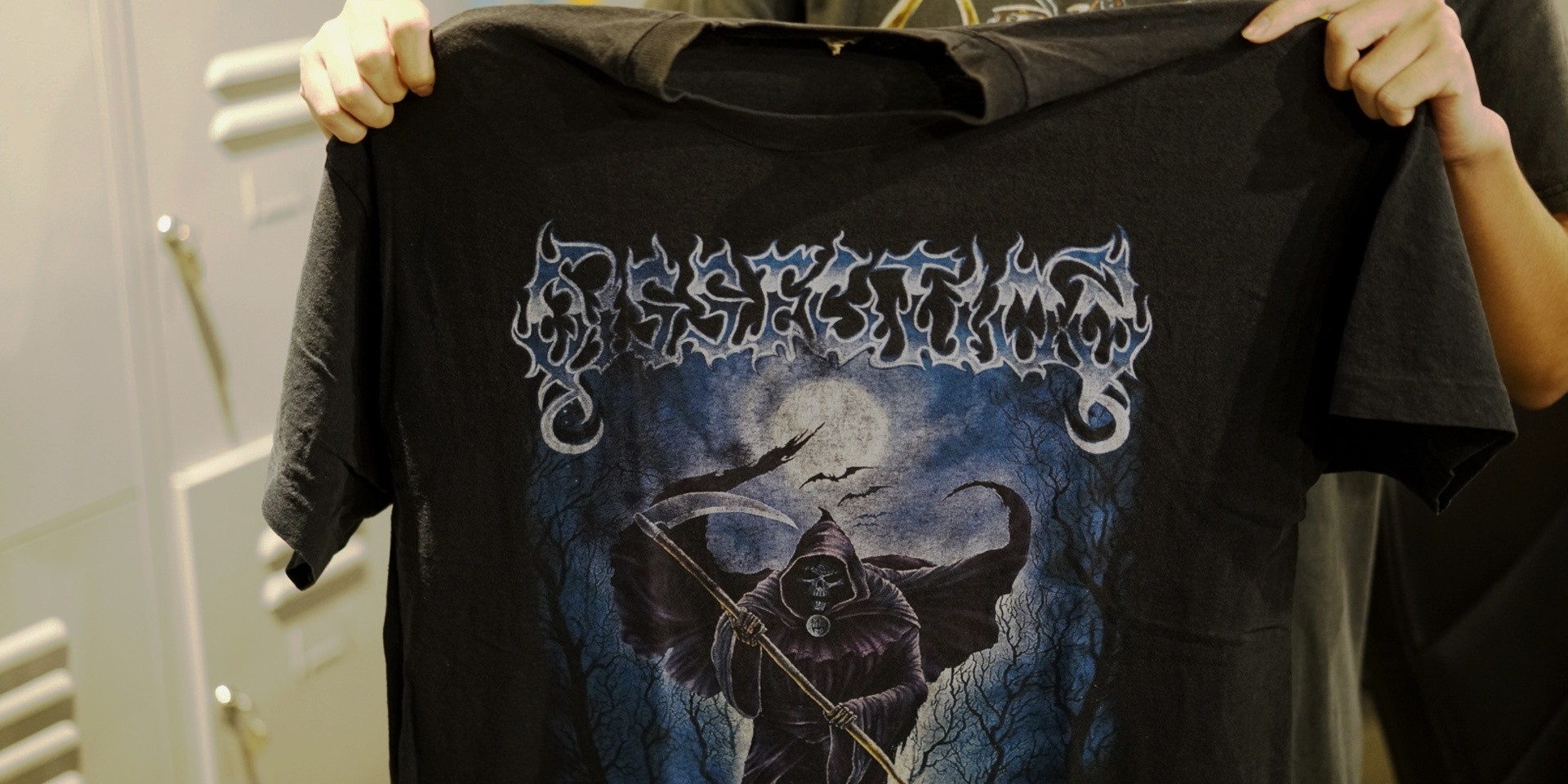 metalhead nurtures his of vintage metal t-shirts